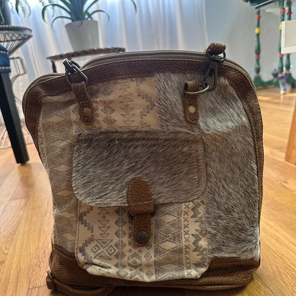 real leather and cowhide backpack Brand new